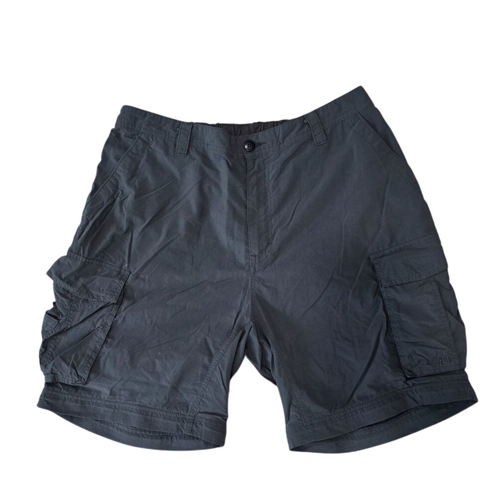 REI Mens Gray Cargo Shorts XL 32 Elastic Waist Casual Outdoor Wear